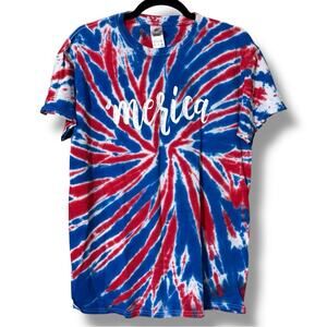 Colortone women’s size medium tie dye short sleeve ‘merica patriotic t-shirt